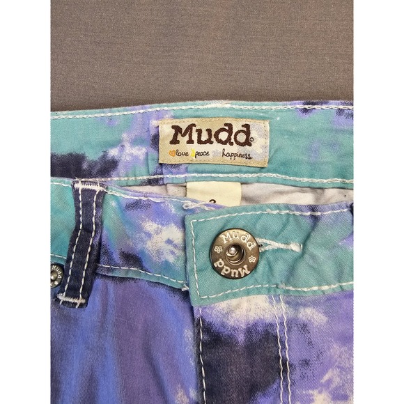 Y2K Mudd Tie Dye Skinny Jeans Purple Green Blue White Stretchy Size 3 - Picture 4 of 6